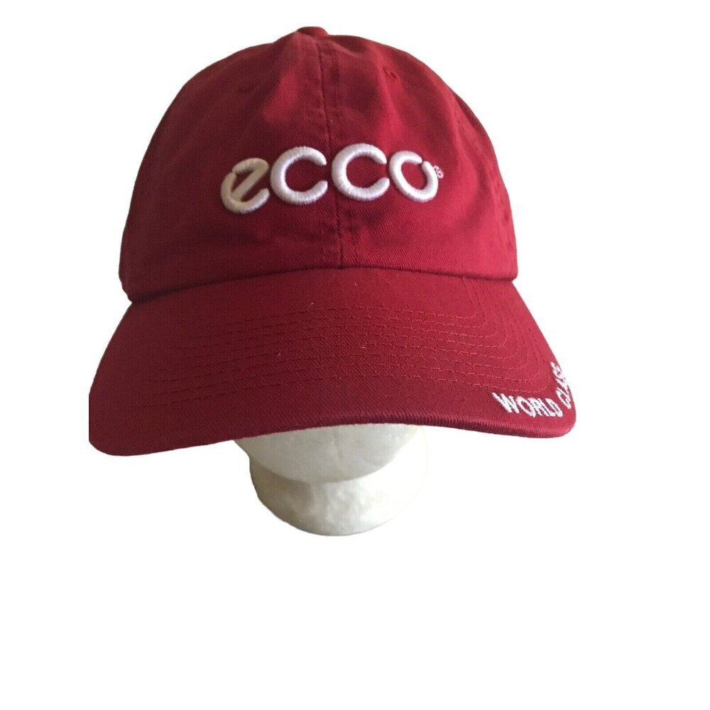ECCO World Class Red Golf‎ Hat Cap  Strap Back Adjustable White Logo